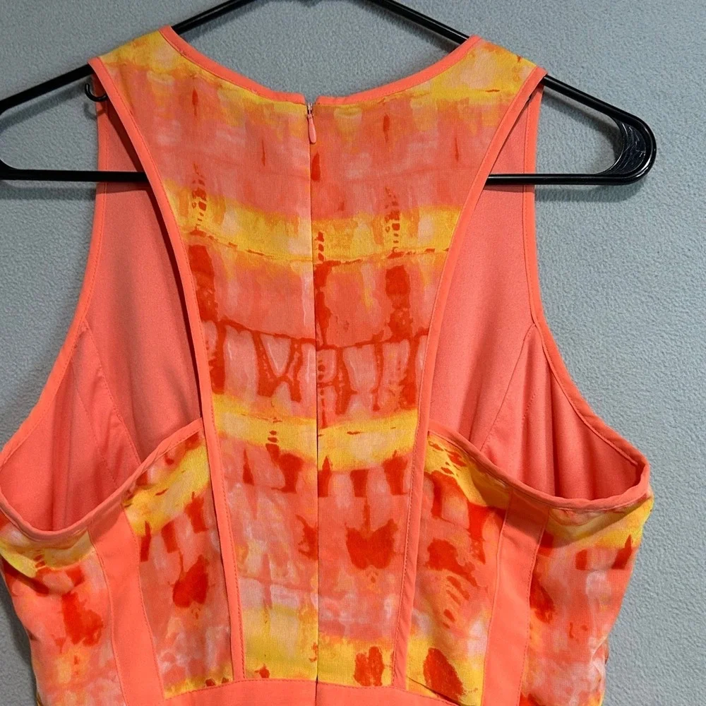 Calvin Klein Maxi Dress‎ Womens 8 Orange Yellow lightweight Side Slits Resort